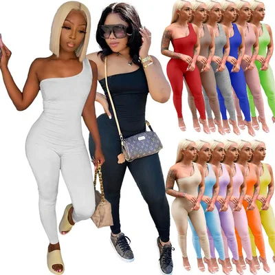 Womens Jumpsuits Summer 2021 Solid color Woman Long Jumpsuit One shoulder One Piece Yoga Jumpsuit Seamless Bodycon For Women, Picture
Womens Jumpsuits Summer 2021 Solid color Woman Long Jumpsuit One shoulder One Piece Yoga Jumpsuit Seamless Bodycon For Women, Picture