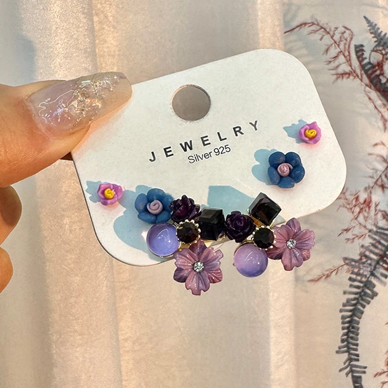 3 Pairs Vintage Acrylic Rose Flower Earring Set 925 Silver Needle Hypoallergenic Purple Crystal Stud Earrings
3 Pairs Vintage Acrylic Rose Flower Earring Set 925 Silver Needle Hypoallergenic Purple Crystal Stud Earrings