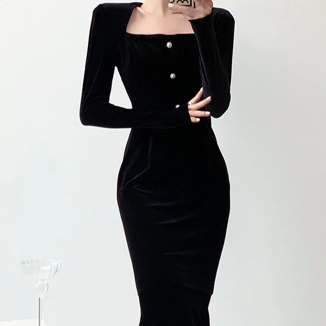 Bettergirl Black Velvet Dress Autumn Winter Dress French Waist Vintage Style Long Sleeve Fishtail Dress
Bettergirl Black Velvet Dress Autumn Winter Dress French Waist Vintage Style Long Sleeve Fishtail Dress