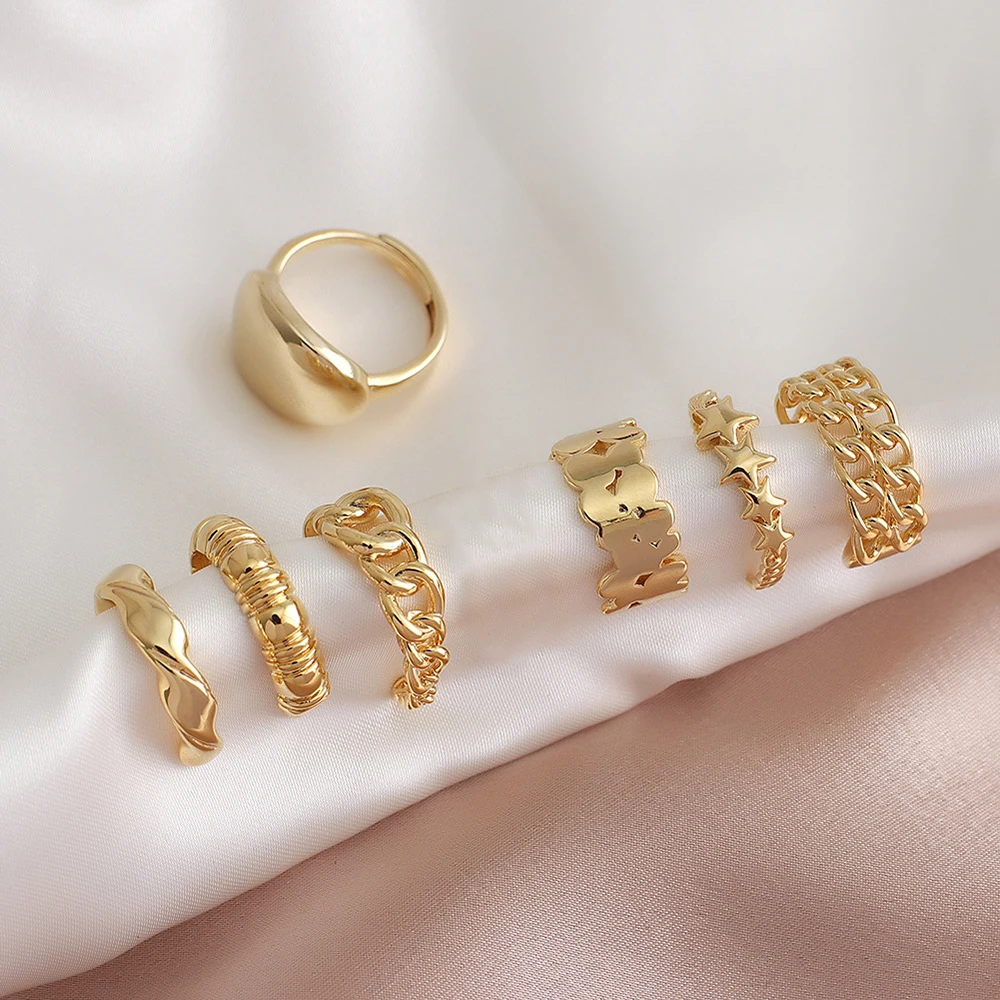 Hip hop chunky style new thick chain star gold plated open finger jewelry women adjustable ring set
Hip hop chunky style new thick chain star gold plated open finger jewelry women adjustable ring set