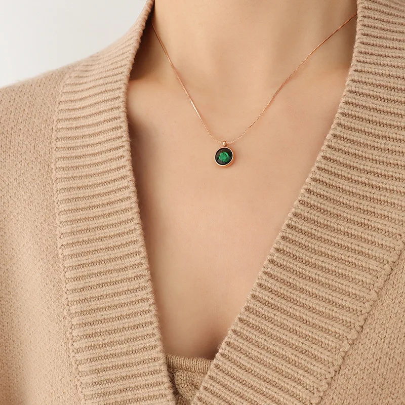 Chic Stainless Steel Twisted Rope Chain Round Emerald Choker Necklaces Shiny Cubic Zirconia CZ Green Geometric Vintage Necklace, Picture
Chic Stainless Steel Twisted Rope Chain Round Emerald Choker Necklaces Shiny Cubic Zirconia CZ Green Geometric Vintage Necklace, Picture