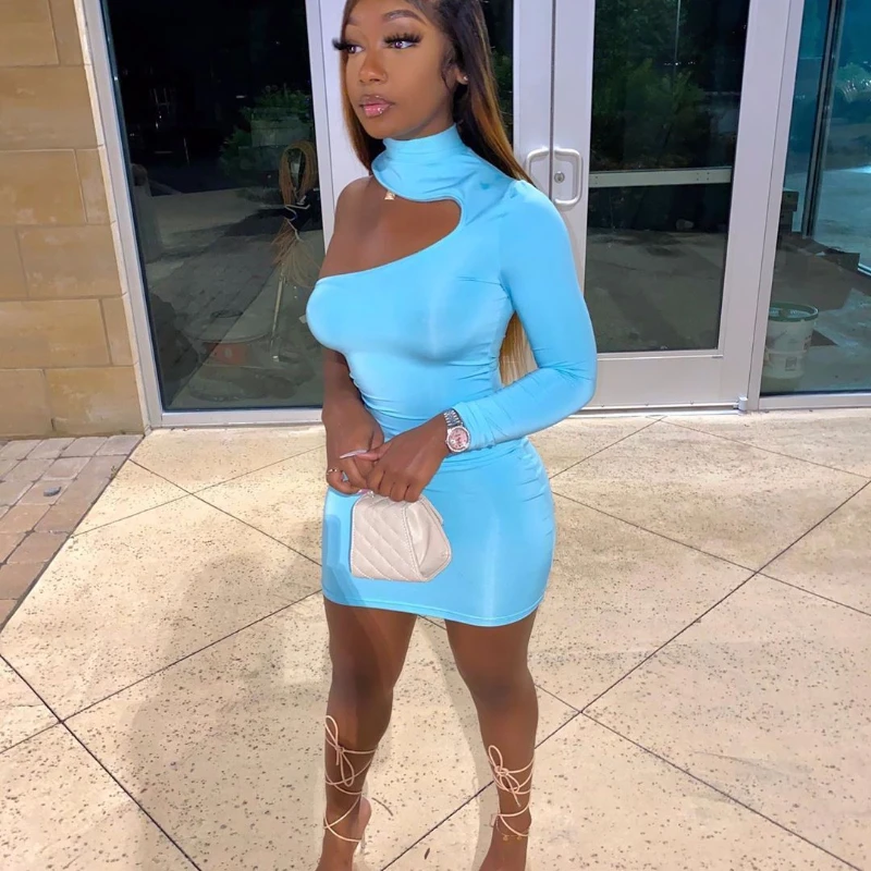 Womens Casual Dress One Shoulder High Neck Long Sleeve Bodycon Tight Sexy Mini Party Women Dresses Evening Bluey Clothes Apparel, As shown
Womens Casual Dress One Shoulder High Neck Long Sleeve Bodycon Tight Sexy Mini Party Women Dresses Evening Bluey Clothes Apparel, As shown