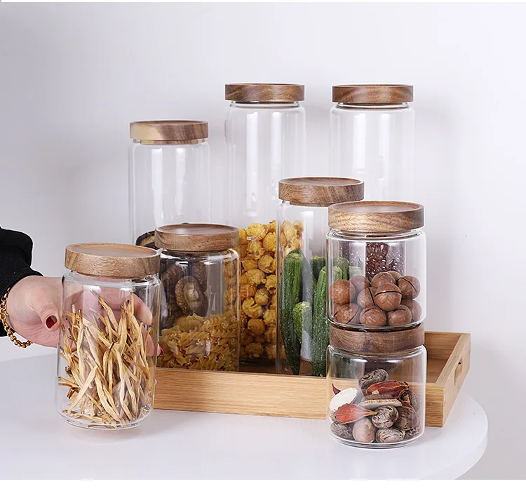 5 sizes cylindrical high borosilicate glass acacia wood lid food storage containers plastic
5 sizes cylindrical high borosilicate glass acacia wood lid food storage containers plastic