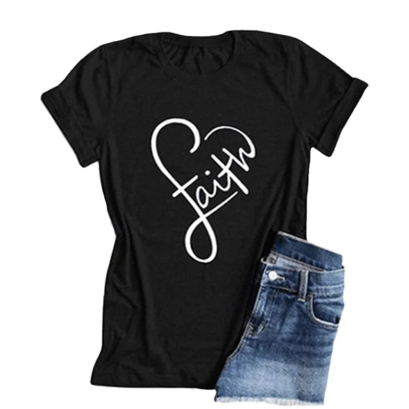 Valentine's Day Hot Sale Women's Tops Love Graphic Faith Letters Print Round Neck Short Sleeve T-shirt
Valentine's Day Hot Sale Women's Tops Love Graphic Faith Letters Print Round Neck Short Sleeve T-shirt