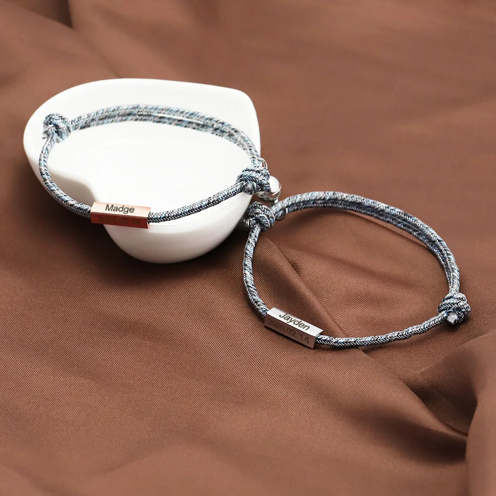 Valentine Gifts Custom Name Adjustable Stainless Steel Woven Magnetic Touch Couple Bracelet Long Distance
Valentine Gifts Custom Name Adjustable Stainless Steel Woven Magnetic Touch Couple Bracelet Long Distance