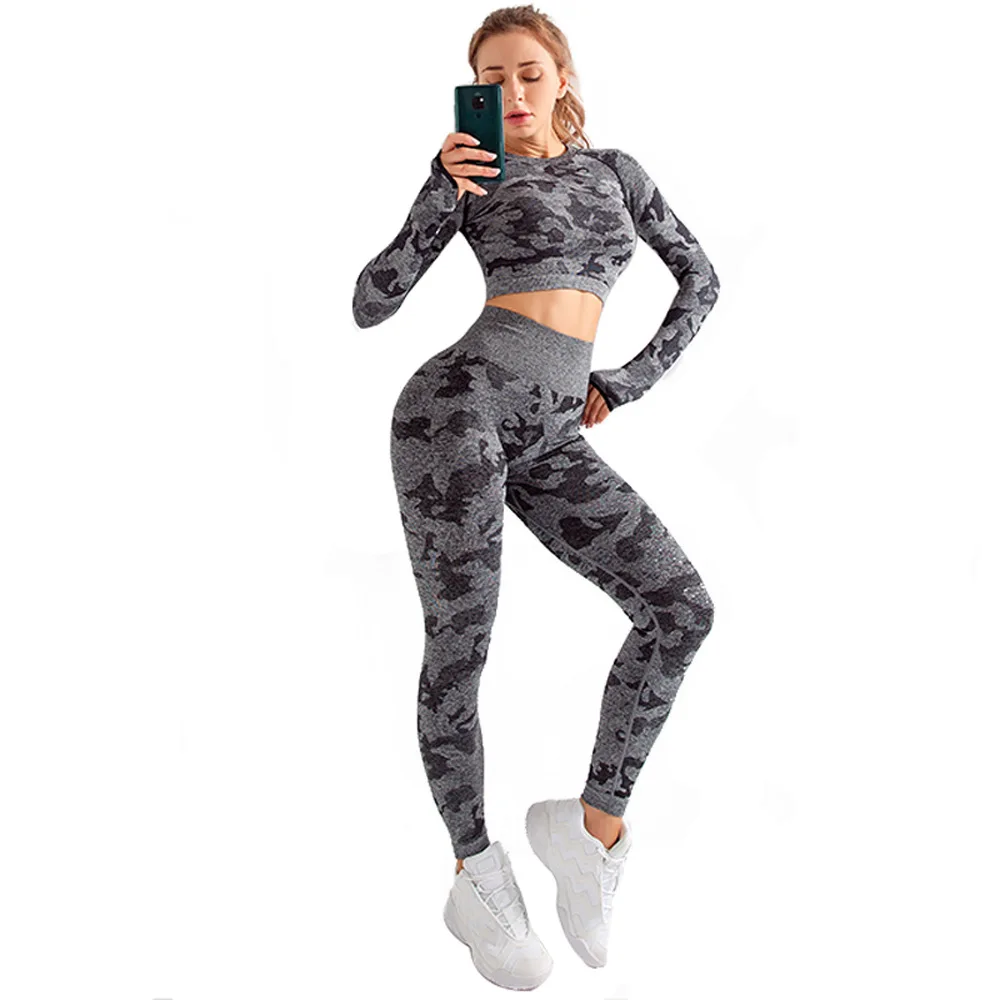 Camouflage Yoga Sports Tight Suit Seamless High Waisted Legging Vest Yoga Legging Two-piece Sets, Green / grey / purple
Camouflage Yoga Sports Tight Suit Seamless High Waisted Legging Vest Yoga Legging Two-piece Sets, Green / grey / purple