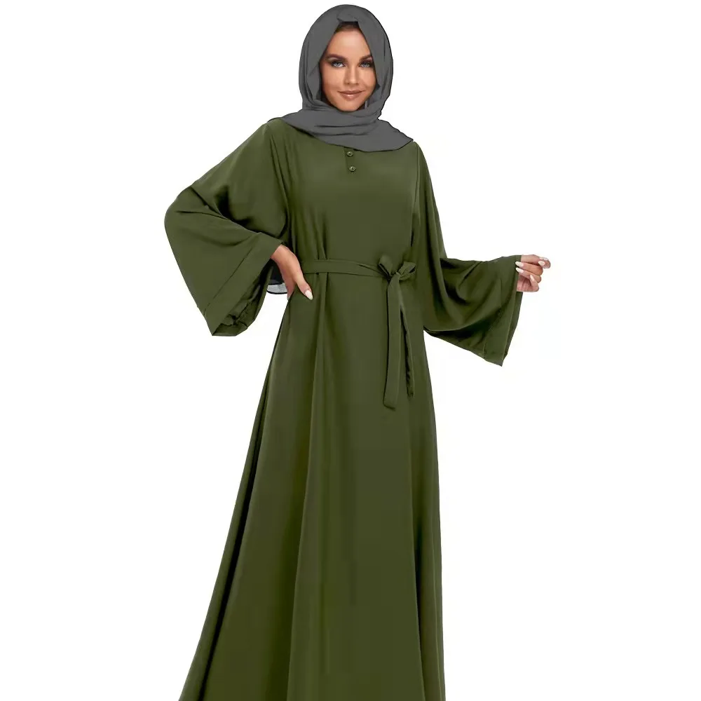 

Wholesale middle east islamic clothing abaya muslim women dress dubai, Black/rose madder/green/apricot