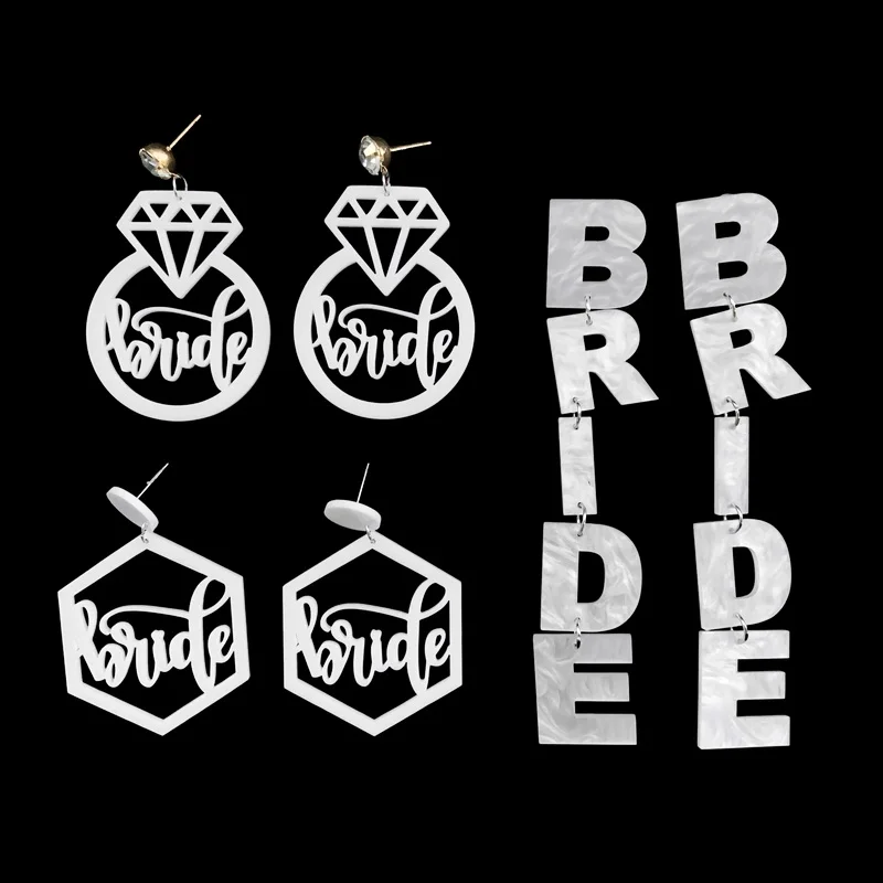 Fashion Mirror Gold And White Letters MRS Bride Long Drop Hollow Out Hexagon Bride And Diamond Ring Shape Acrylic Stud Earrings
Fashion Mirror Gold And White Letters MRS Bride Long Drop Hollow Out Hexagon Bride And Diamond Ring Shape Acrylic Stud Earrings