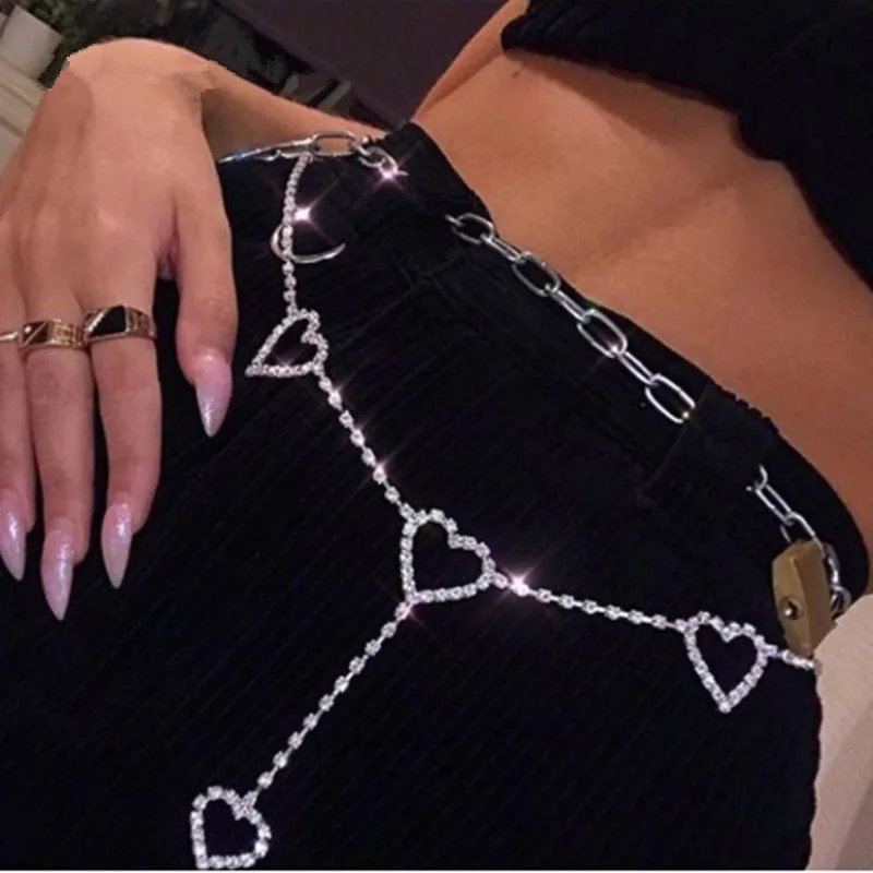 Sexy Full Diamond Body Jewelry Belly Waist Chain for Women Crystal Heart Body Chain Dangle Belt Jewelry (KW010), Silver
Sexy Full Diamond Body Jewelry Belly Waist Chain for Women Crystal Heart Body Chain Dangle Belt Jewelry (KW010), Silver