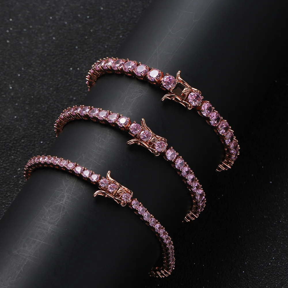 Wholesale Luxury Bling Micro Pave Pink CZ Diamond Tennis Chain Bracelet Rose Gold Plated Pink CZ Tennis Bracelet
Wholesale Luxury Bling Micro Pave Pink CZ Diamond Tennis Chain Bracelet Rose Gold Plated Pink CZ Tennis Bracelet