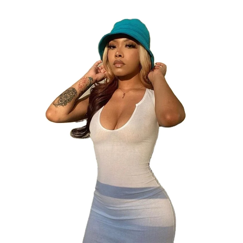 Women dresses U neck sleeveless close fit solid summer sexy bodycon long casual dress one piece jumpsuit
Women dresses U neck sleeveless close fit solid summer sexy bodycon long casual dress one piece jumpsuit