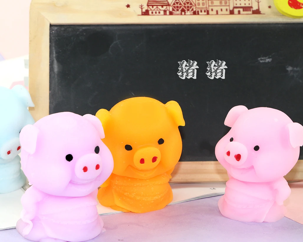 pink cartoon lucky pig antistress toy piggy sounding silicone