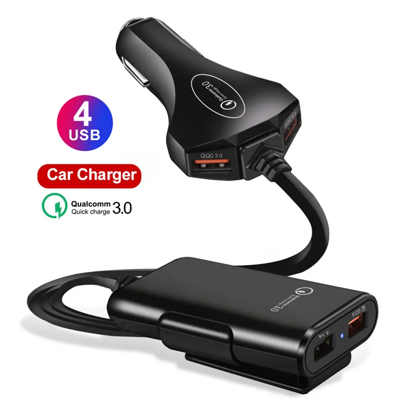 High Quality Car USB Charger QC 3.0 Phone Quick Charger 4 Port USB Car Charger support front Rear seat charge, Black
High Quality Car USB Charger QC 3.0 Phone Quick Charger 4 Port USB Car Charger support front Rear seat charge, Black