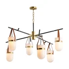Gold lantern glass tube led chandelier hanging pendant luxury lighting lamp