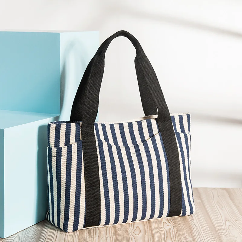 Striped canvas bag women's portable shoulder bag tot Mommy canvas bag large woman handbag wholesale, Customizable
Striped canvas bag women's portable shoulder bag tot Mommy canvas bag large woman handbag wholesale, Customizable