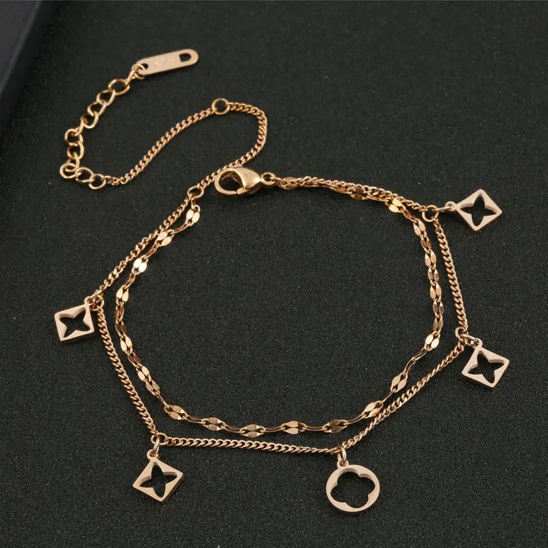 Wholesale Hot Sale Jewelry Luxury Stainless Steel 18K Gold Women Lucky Flower Double Layer Bracelet, As picture
Wholesale Hot Sale Jewelry Luxury Stainless Steel 18K Gold Women Lucky Flower Double Layer Bracelet, As picture