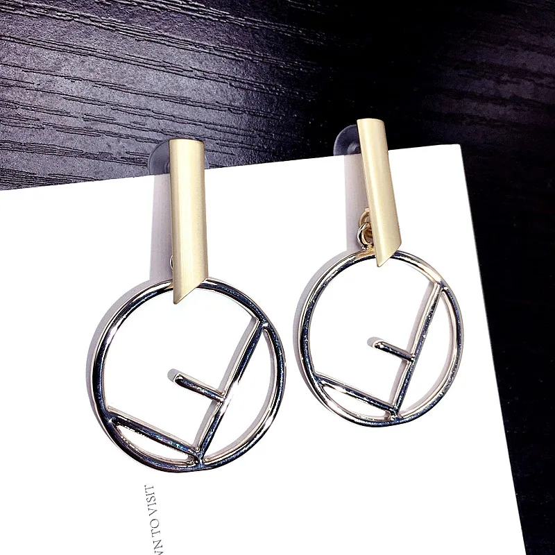 JL Creative Round Circle F Letter Earrings Cool Girls Geometry Earrings Luxury Brand, Gold
JL Creative Round Circle F Letter Earrings Cool Girls Geometry Earrings Luxury Brand, Gold