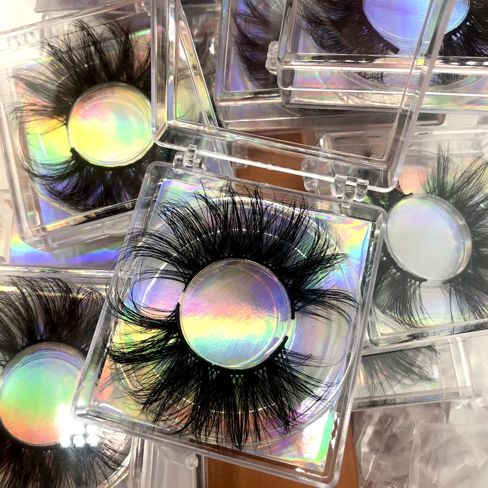 25MM Mink Lashes Wholesale Mink Eyelash Packaging Custom Eyelash Packaging Lashes Custom Logo, Natural black
