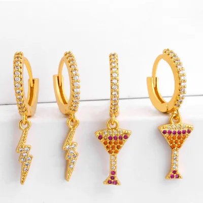 Wine Glass Earring Colorful CZ Hoop Huggie Earrings for Young Girls Jewelry Delicate Creative Gold Plated Rainbow Zirconia LDV, As picture ,many color
Wine Glass Earring Colorful CZ Hoop Huggie Earrings for Young Girls Jewelry Delicate Creative Gold Plated Rainbow Zirconia LDV, As picture ,many color