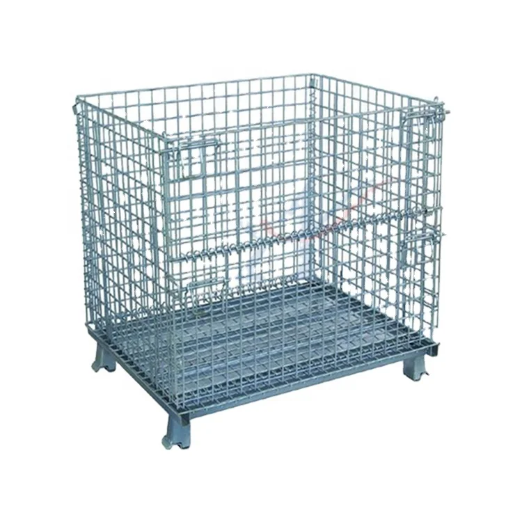 wire mesh storage cage bin adjustable metal pallet box