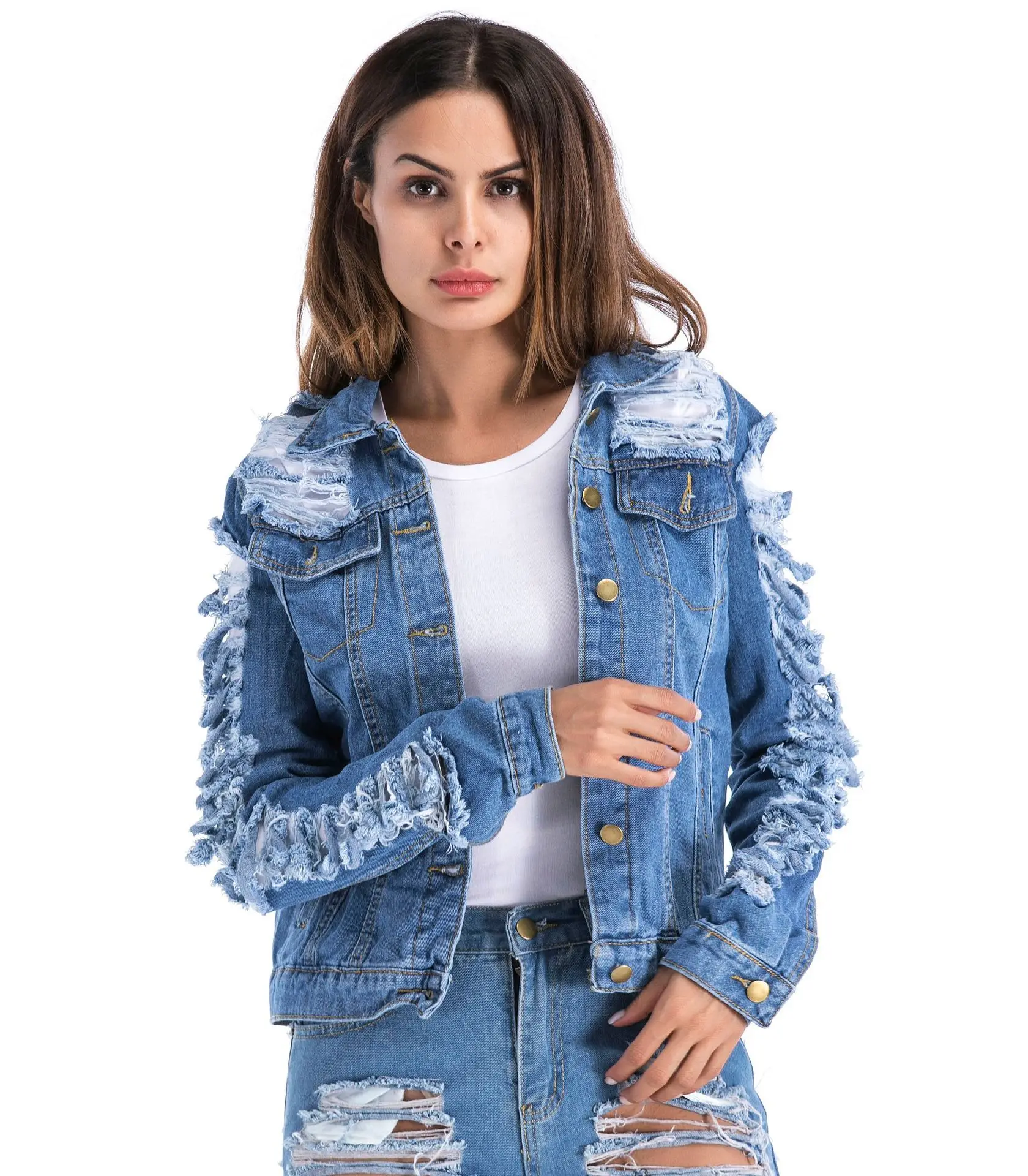 Women Jean Jackets 2021 Hole Design Sexy Women Wear Jeans Coat Denim Jacket Size 5XL Denim Jacket Women Plus Size, As picture
Women Jean Jackets 2021 Hole Design Sexy Women Wear Jeans Coat Denim Jacket Size 5XL Denim Jacket Women Plus Size, As picture