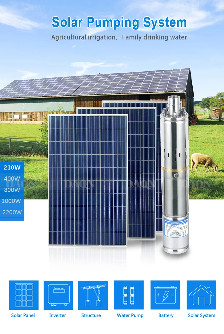 ALLTOP Energy saving cropland irrigation system 210 watt mass flow solar power water pump