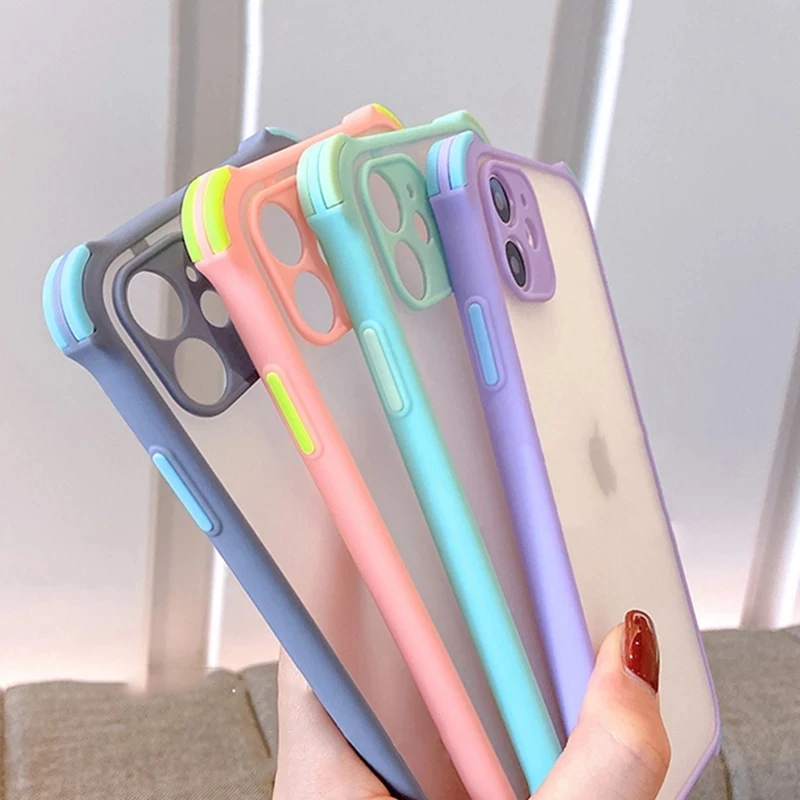 

For iphone 12 transparent Case, HOCAYU Hard Phone Case For iphone 12 mini 11 pro max X XR XS Anti-Fall Matte Candy Color Cover