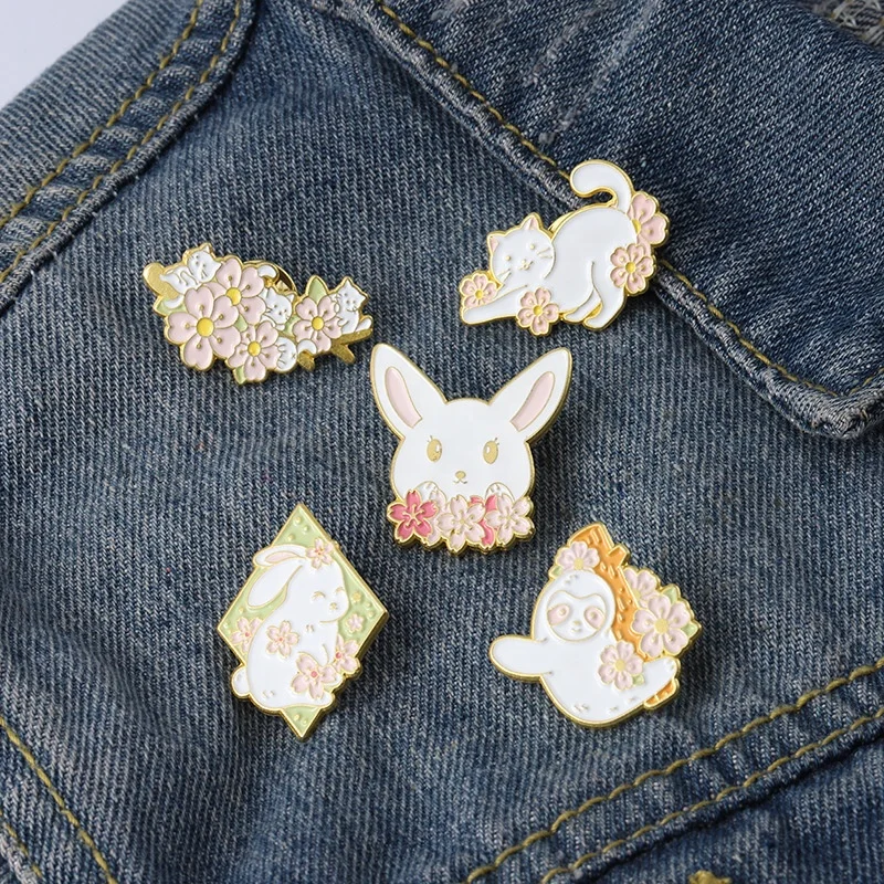 Cartoon animal series cute white rabbit cat hippie flower shape alloy badge, As picture
Cartoon animal series cute white rabbit cat hippie flower shape alloy badge, As picture