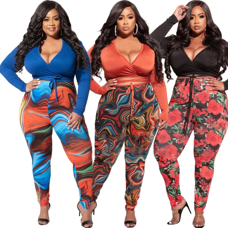 Hot Sale M04637 - fashion long sleeve top and printed pants women 2 piece set plus size
Hot Sale M04637 - fashion long sleeve top and printed pants women 2 piece set plus size