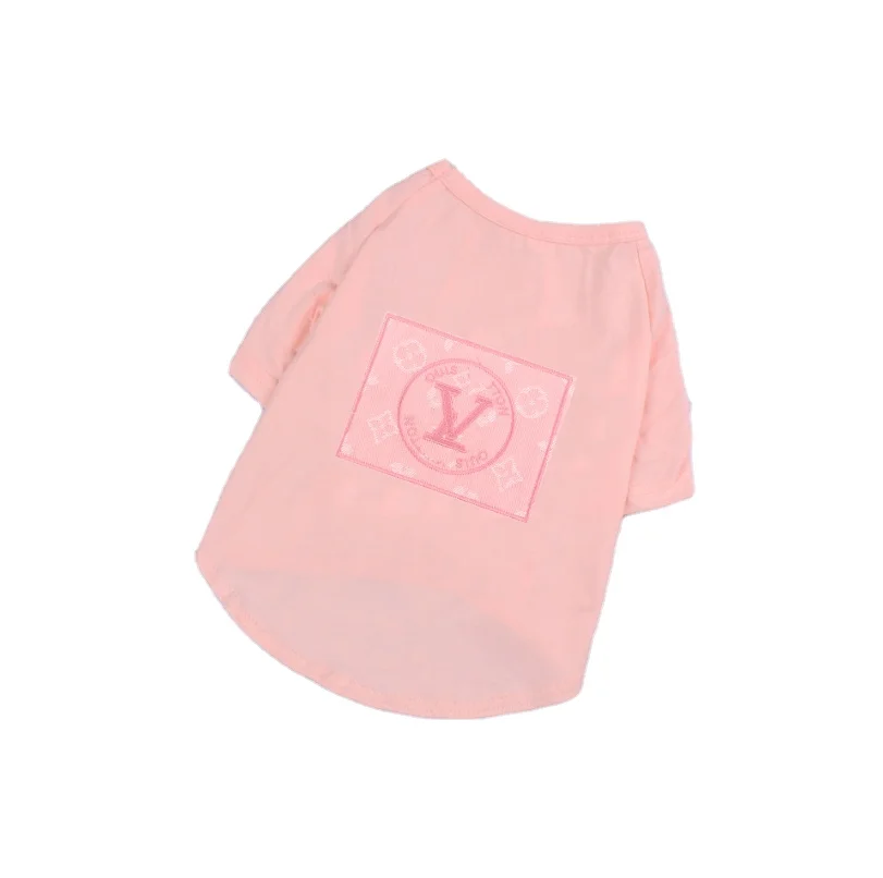 Summer cotton short-sleeved luxury brand printed LOGO high-end custom embroidered pet dog T-shirt, As photo show
Summer cotton short-sleeved luxury brand printed LOGO high-end custom embroidered pet dog T-shirt, As photo show