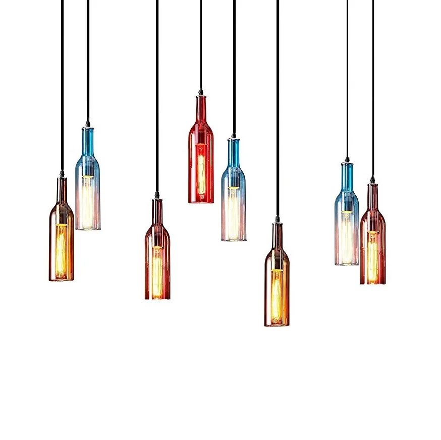 Creative Retro ChandelierVintage Industrial Colored Glass Wine Bottle Pendant Light for Cafe Loft Restaurant Kitchen
Creative Retro ChandelierVintage Industrial Colored Glass Wine Bottle Pendant Light for Cafe Loft Restaurant Kitchen