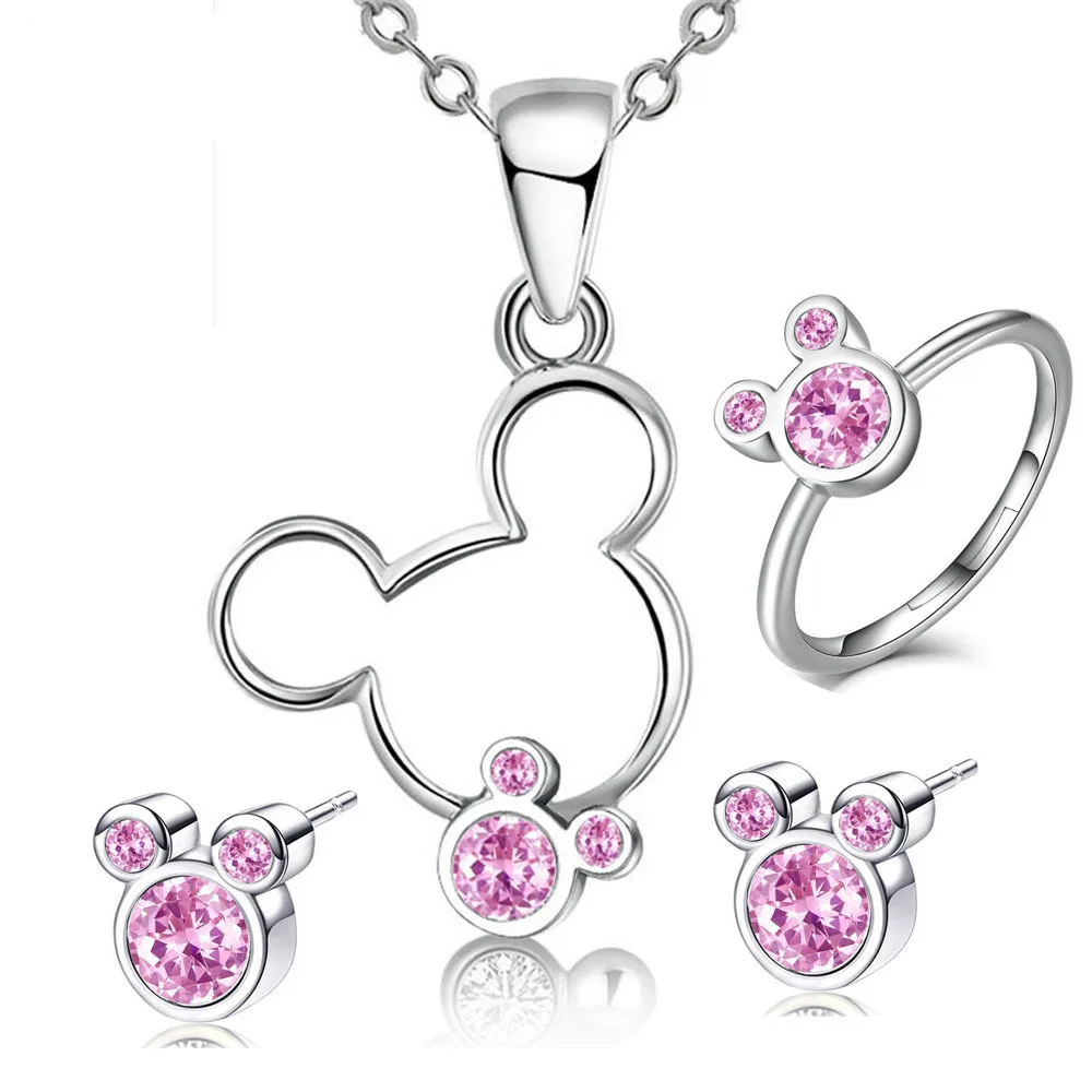 Fashion Mickey Mouse three set necklace, earring, ring, zircon set, platinum plated jewelry
Fashion Mickey Mouse three set necklace, earring, ring, zircon set, platinum plated jewelry
