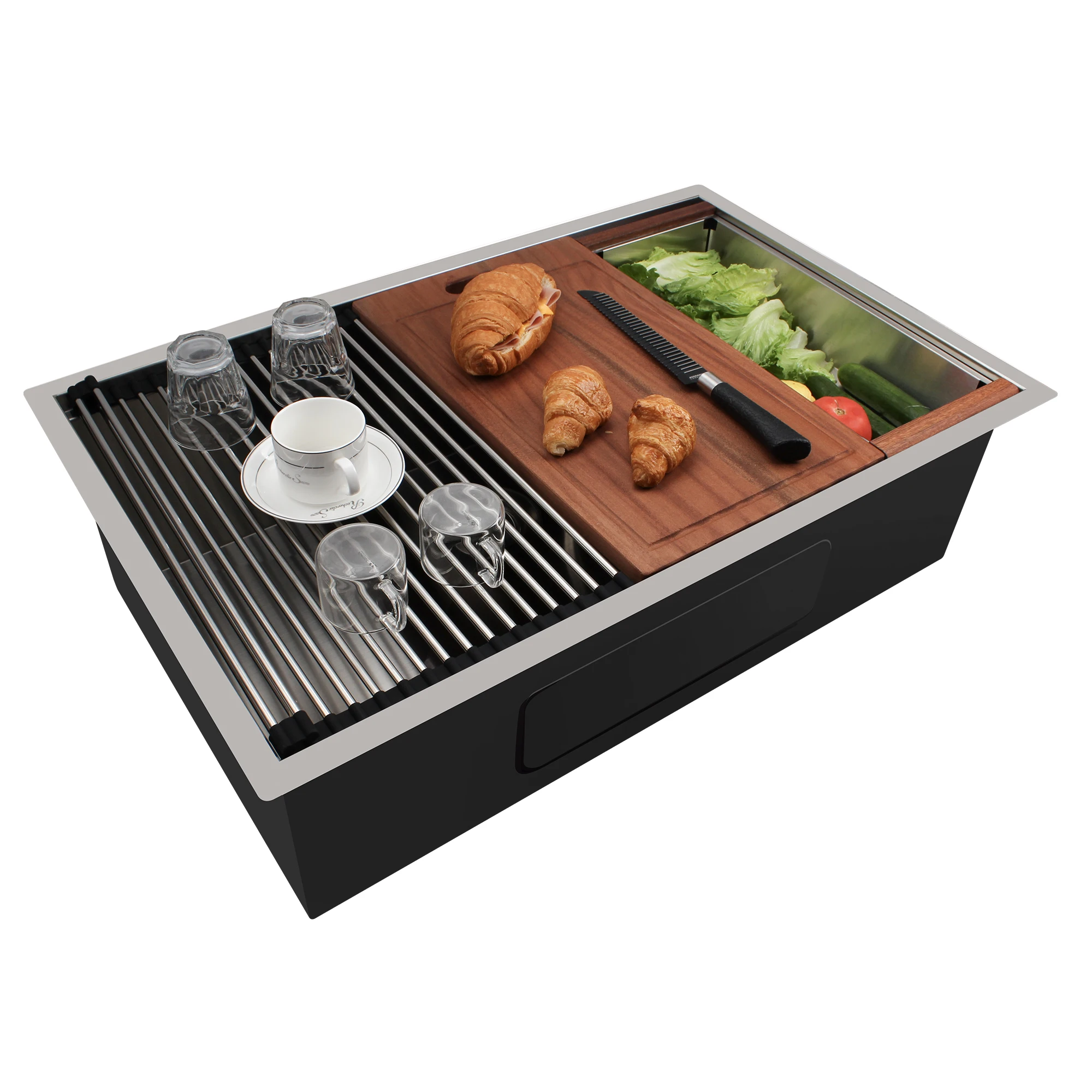 Aquacubic OEM 30 inch Multi-functional Handmade SUS304 Stainless Steel undermount kitchen sink with Accessories 
Aquacubic OEM 30 inch Multi-functional Handmade SUS304 Stainless Steel undermount kitchen sink with Accessories