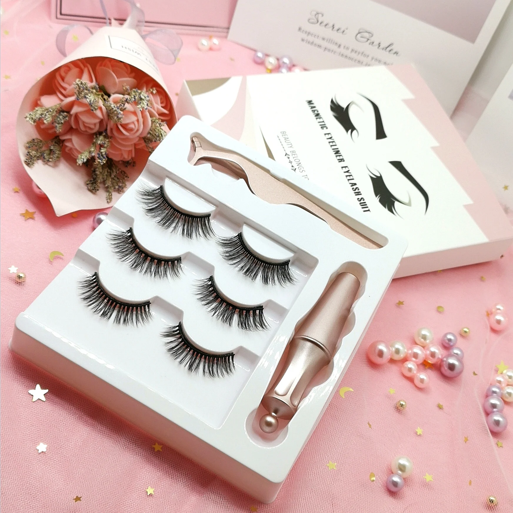 Custom Makeup Tools Premade Fans Eye Lashes Heat Bonded Strip Mink Magnetic Eyeliner Eyelashes Set, Black
Custom Makeup Tools Premade Fans Eye Lashes Heat Bonded Strip Mink Magnetic Eyeliner Eyelashes Set, Black