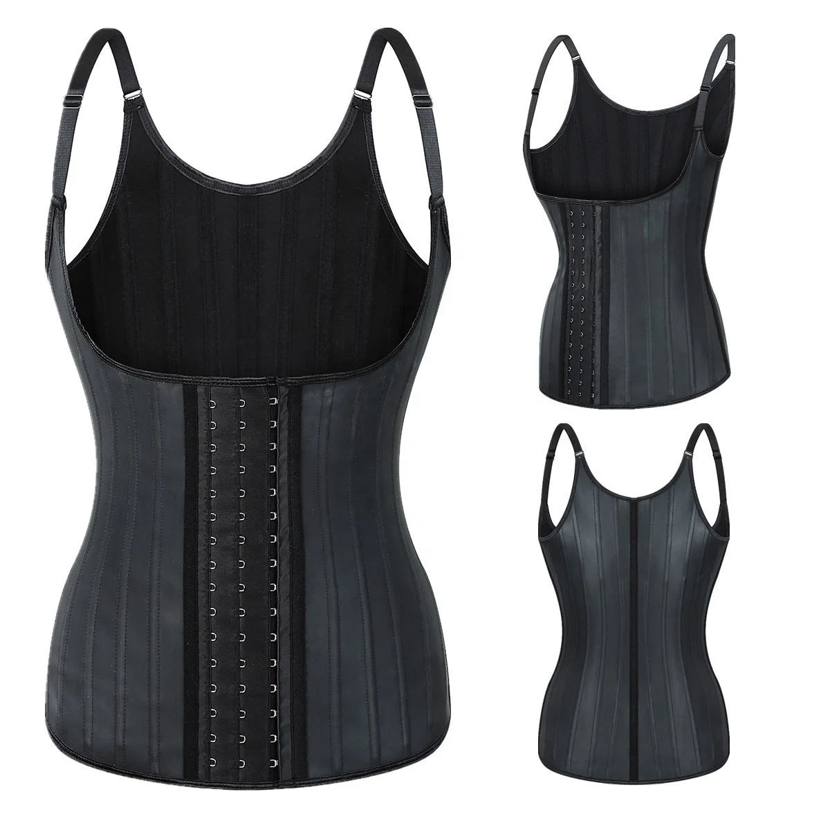 25 steel boned waist support trainer fitness women vest leather 100% latex trimmer sweat vest, Black
25 steel boned waist support trainer fitness women vest leather 100% latex trimmer sweat vest, Black
