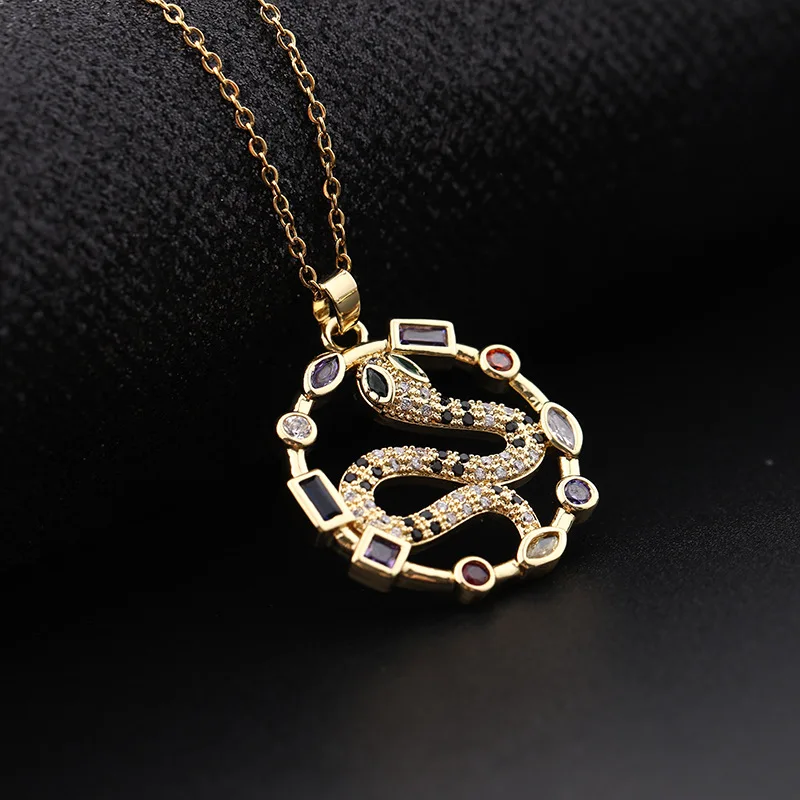 European and American micro inlaid zircon 18K gold-plated animal pendant snake necklace pendant
European and American micro inlaid zircon 18K gold-plated animal pendant snake necklace pendant