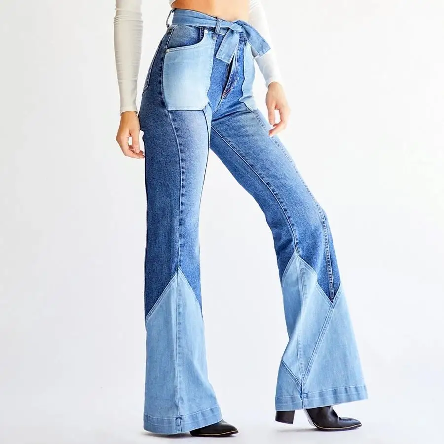 Hot Sale Stretch Plus Size Blue Lace Up Jeans Pants Denim Stitching Flared Jeans For Women, As pictures show
Hot Sale Stretch Plus Size Blue Lace Up Jeans Pants Denim Stitching Flared Jeans For Women, As pictures show