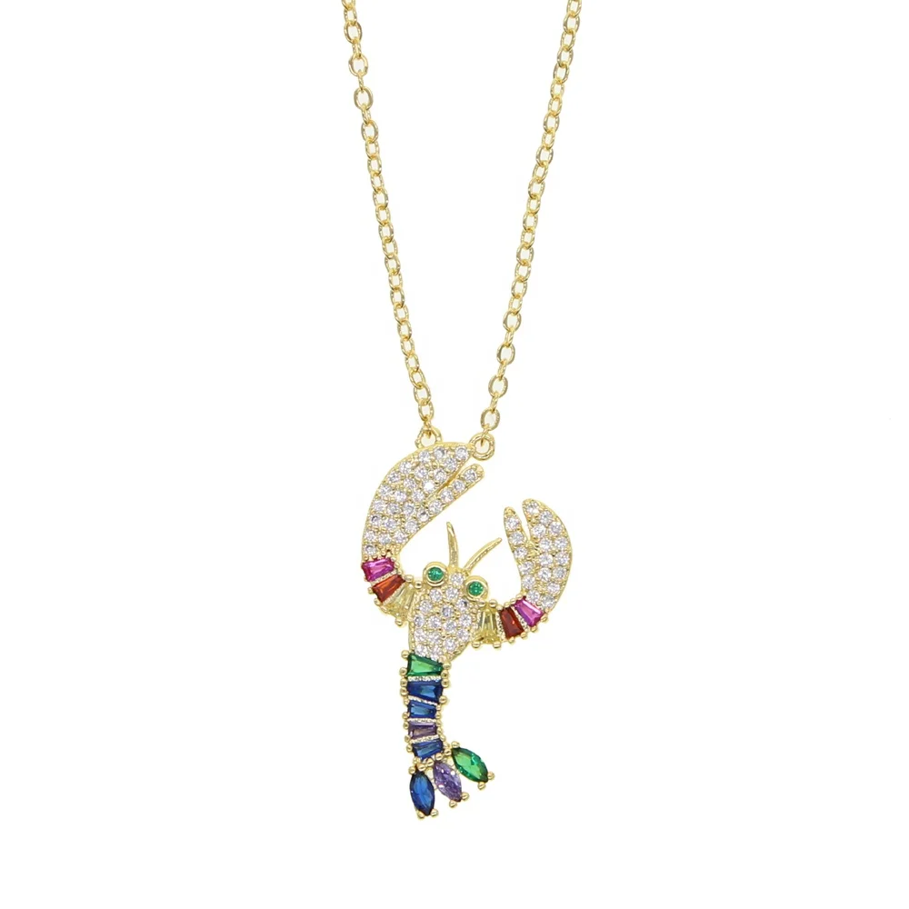 2021 new arrived Rainbow cz paved Crawfish Shrimp Lobster Pendant Necklace for Women Summer Beach pendant Necklace Jewelry, Black
2021 new arrived Rainbow cz paved Crawfish Shrimp Lobster Pendant Necklace for Women Summer Beach pendant Necklace Jewelry, Black