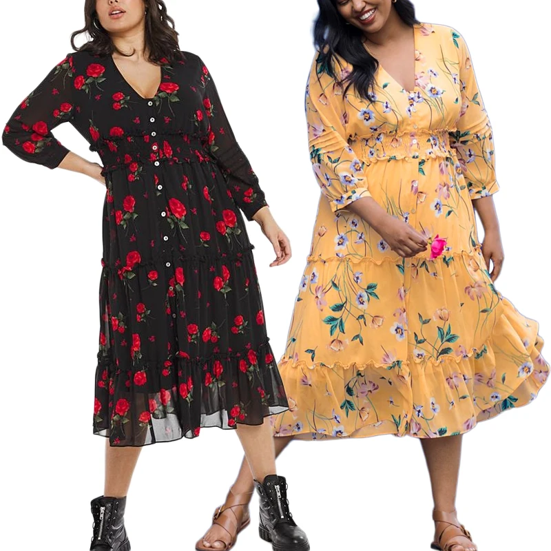 Summer Plus Size Dresses 4xl 5xl 6xl 7xl Women Clothes Casual Boho Midi Ruffles Floral Printed Maxi Dress, Customized colors
Summer Plus Size Dresses 4xl 5xl 6xl 7xl Women Clothes Casual Boho Midi Ruffles Floral Printed Maxi Dress, Customized colors