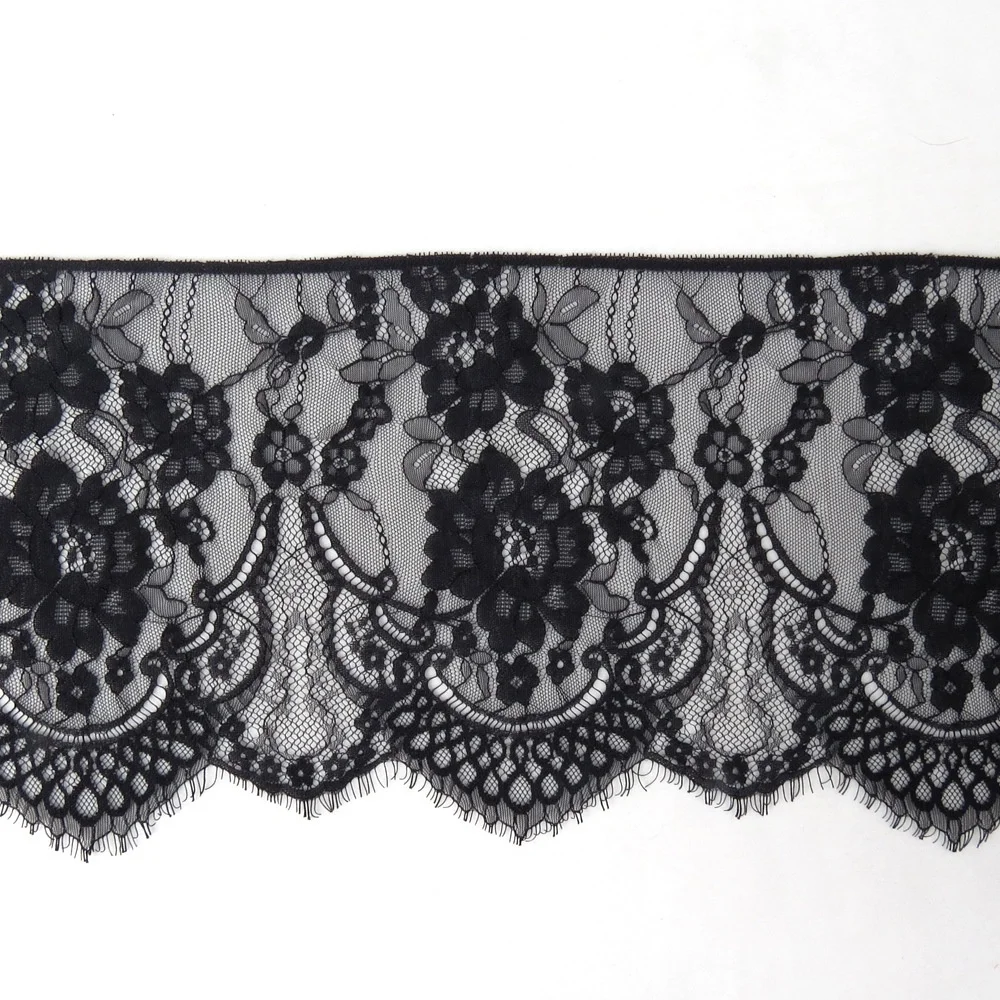 Embellished black 26cm embroidery chantilly lace trim border, Accept customized color
Embellished black 26cm embroidery chantilly lace trim border, Accept customized color
