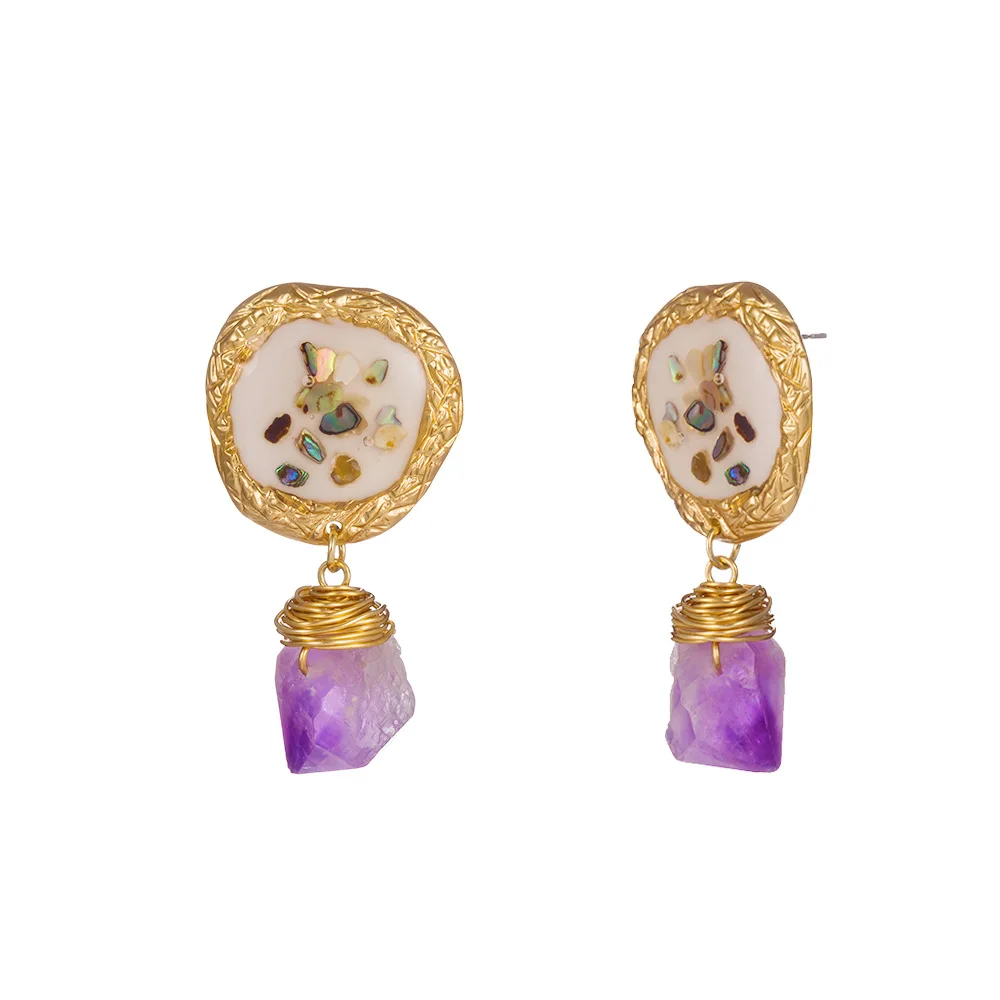 Beautiful Summer Fashion Hot New Style Colorful Broken Shell Earrings Purple Natural Stone Jewelry Wholesale In Stock
Beautiful Summer Fashion Hot New Style Colorful Broken Shell Earrings Purple Natural Stone Jewelry Wholesale In Stock