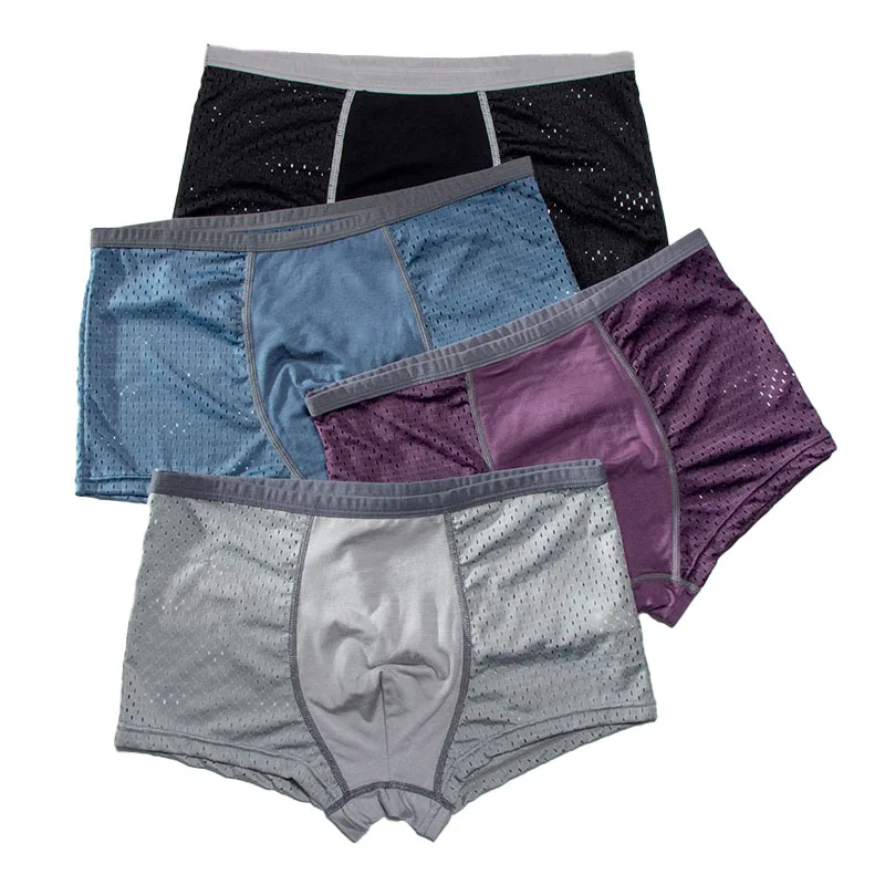 Dropshipping Plus Size Men Underwear Breathable 4-pack Mesh Boxers Briefs Set, Black.blue,purple,gray
Dropshipping Plus Size Men Underwear Breathable 4-pack Mesh Boxers Briefs Set, Black.blue,purple,gray