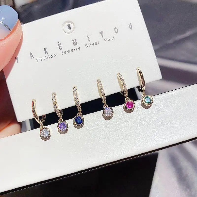 jewelry brass earring set simple temperament small color diamond 6-piece earrings set
jewelry brass earring set simple temperament small color diamond 6-piece earrings set