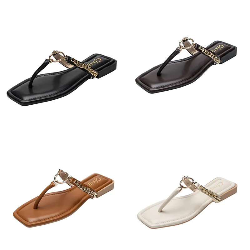 Ladies Slippers Slides Fashion Black Metal Chain Decorated Round Toe Women Slides Female Beach Shoes Summer Sandals Women 2021
Ladies Slippers Slides Fashion Black Metal Chain Decorated Round Toe Women Slides Female Beach Shoes Summer Sandals Women 2021