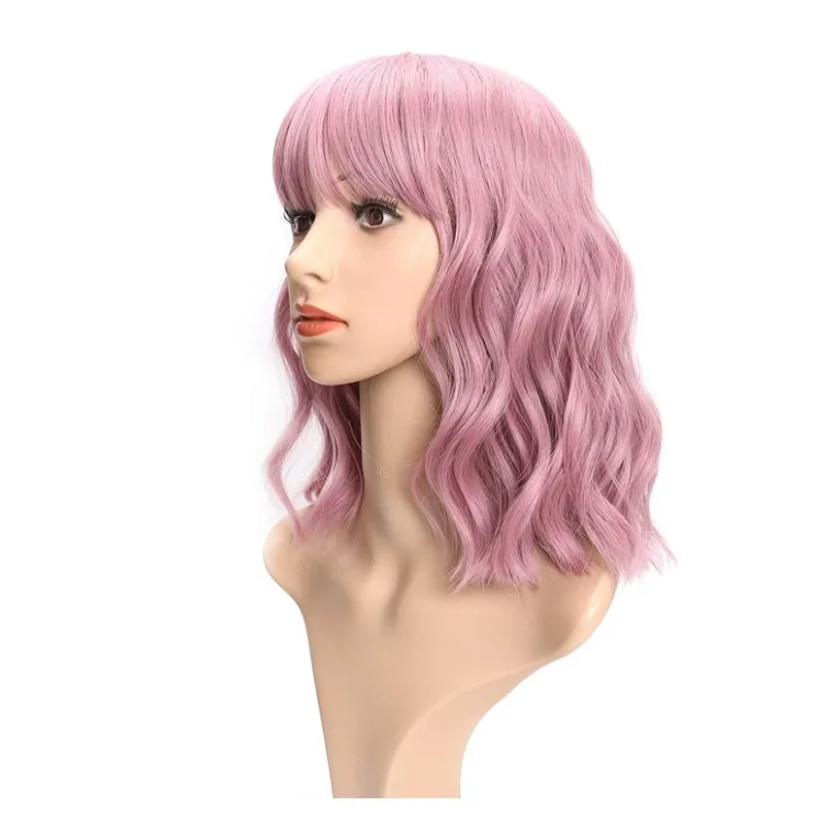 Soft Wavy Wig with Bangs Women's Short Pink Shoulder Length Soft Wave Synthetic Wig Cosplay Costume Wig Color for Girls
Soft Wavy Wig with Bangs Women's Short Pink Shoulder Length Soft Wave Synthetic Wig Cosplay Costume Wig Color for Girls