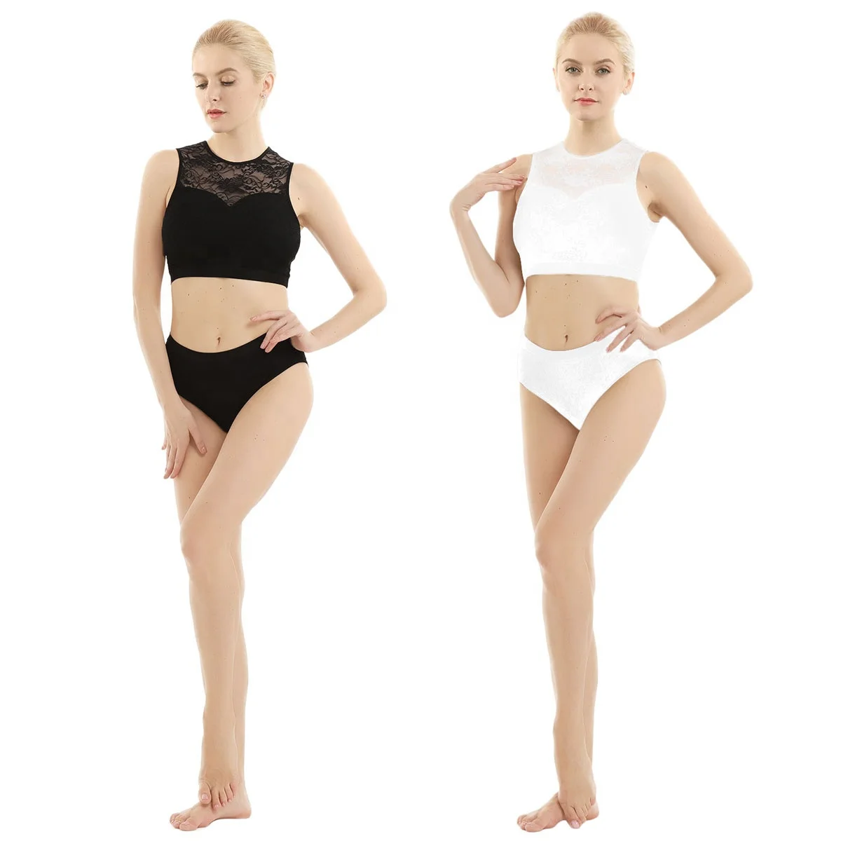 White Women Pole Dance Active wear Lace Suits Sleeveless Back Hollow Out Crop Tops with Hot Shorts Underwear for Pole Dancewear
White Women Pole Dance Active wear Lace Suits Sleeveless Back Hollow Out Crop Tops with Hot Shorts Underwear for Pole Dancewear