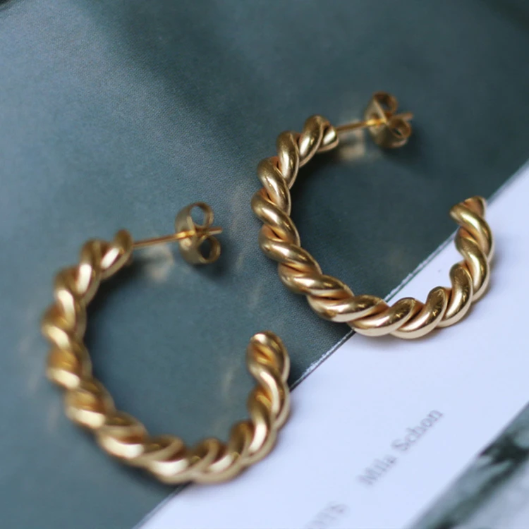 30mm Hoop Stud Earring Women Fashion Stainless Steel 18K Gold Plated Thick Braided Rope Chain Twist Geometric Hoop Earrings, Gold, silver, rose gold color
30mm Hoop Stud Earring Women Fashion Stainless Steel 18K Gold Plated Thick Braided Rope Chain Twist Geometric Hoop Earrings, Gold, silver, rose gold color