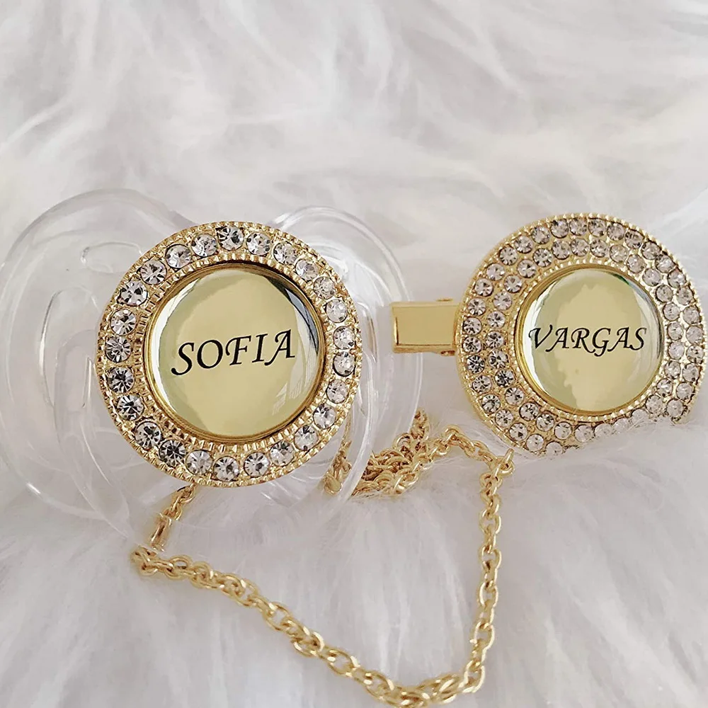 personalised custom logo baby bling pacifiers holder clip gift, Customized color