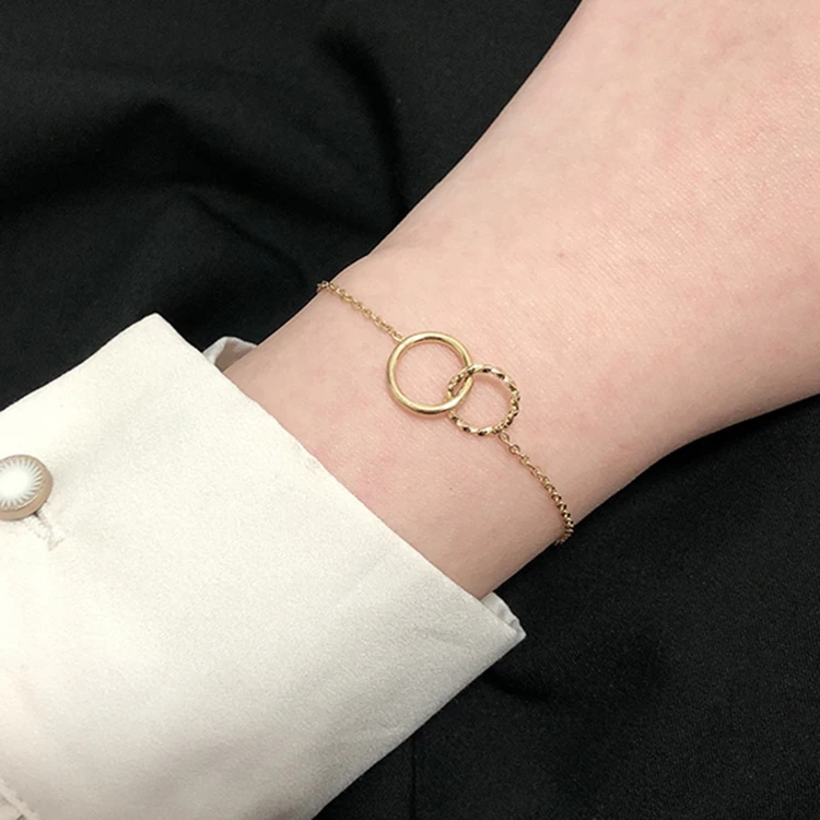 Simple Double Ring Eternal Bracelet 18k Gold Plated Stainless Steel Round Circle Friendship Bracelet 2020
Simple Double Ring Eternal Bracelet 18k Gold Plated Stainless Steel Round Circle Friendship Bracelet 2020