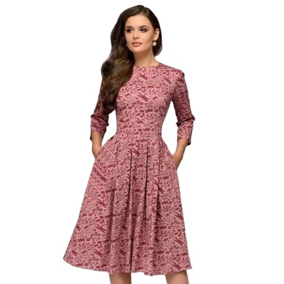 2021 casual Wholesale Wholesale Women Elegant A-line Dress Vintage printed party apparel Three Quarter Sleeve women Slim dress, 7colors
2021 casual Wholesale Wholesale Women Elegant A-line Dress Vintage printed party apparel Three Quarter Sleeve women Slim dress, 7colors
